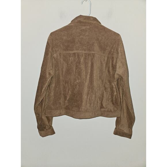 Vtg Sunbelt Suede Feel Button Down Jacket Shirt Medium Tan Brown Western - Picture 7 of 7